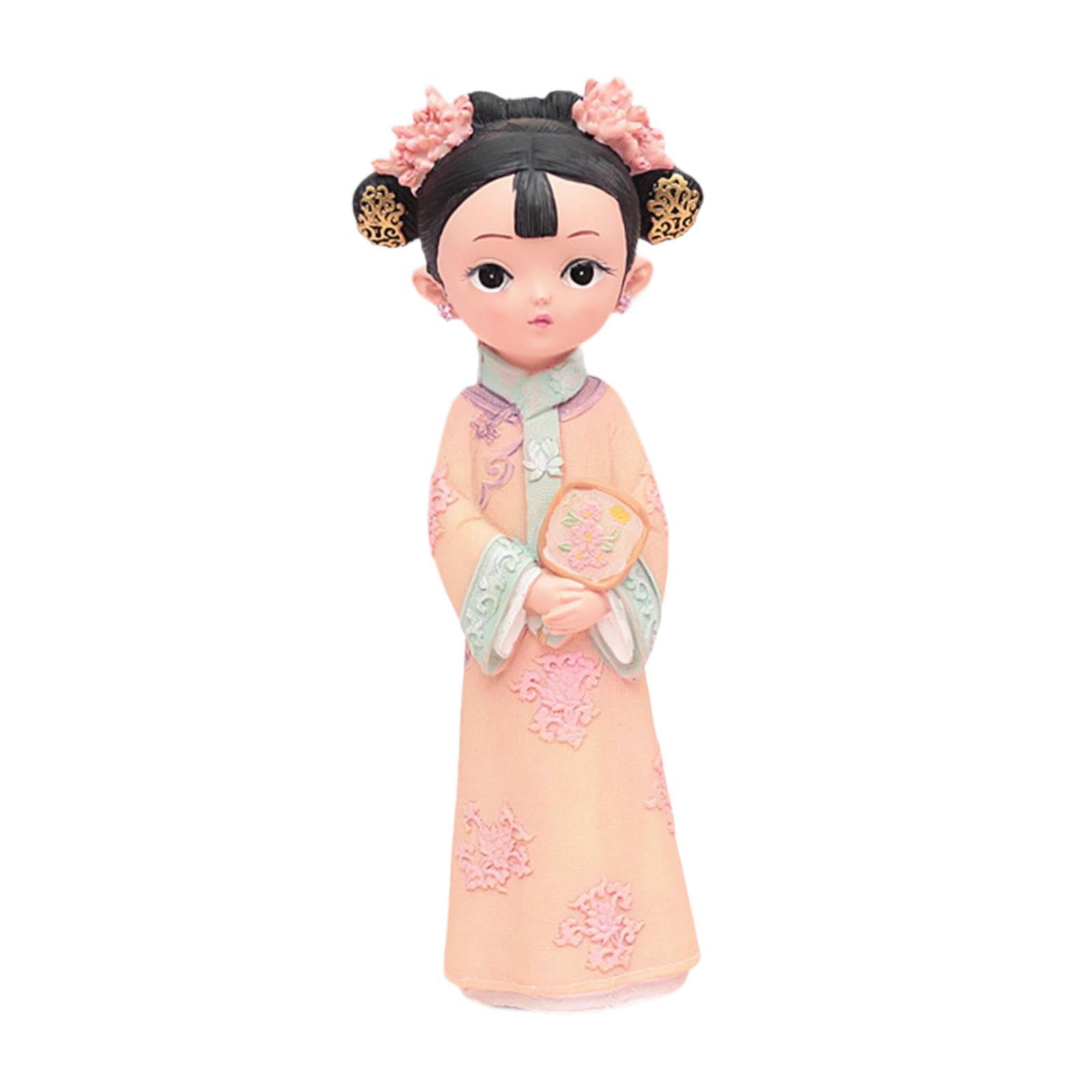 WLPZXP Girl Resin Statue Desktop Doll Toy Hanfu Dress Decoraitve Miniature Figurine for 12x8x22cm Fan