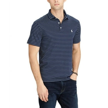 Polo Ralph Lauren NAVY STRIPE Men's Striped Polo Neck Collar Shirt, US 2X-Large