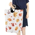 thumbnail image 4 of Yayeee Freestanding Laundry Hamper with Handle Collapsible Large Storage Basket for Clothes, Watercolor Autumn Leaves, 4 of 7