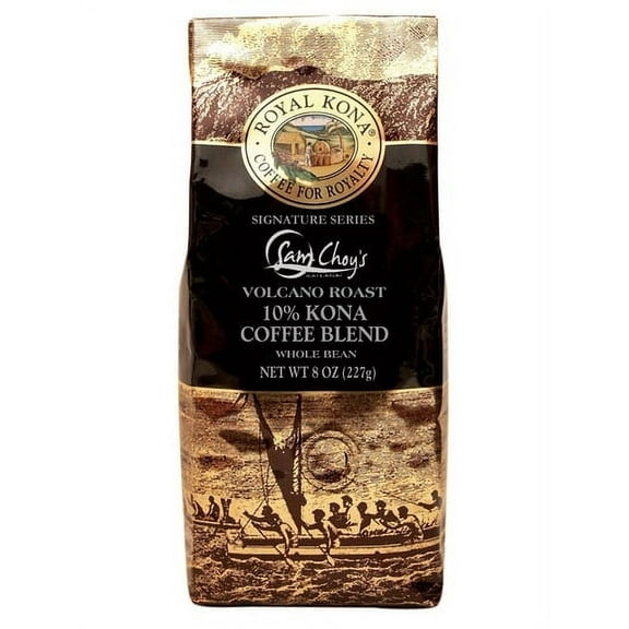 Royal Kona 10% Kona Coffee Blend, Sam Choy's Volcano Roast, Ground, 8 Ounce Bag