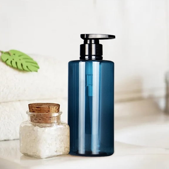 300ml Pump Bottle Makeup Bathroom Liquid Shampoo Bottle Travel Dispenser Container for Soap Shower Gel Empty Bottle Brown (Blue)