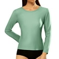 thumbnail image 1 of SNKSDGM Hauts à Manches Longues pour Femmes Décontractés Fins Chemises à Manches Longues Femmes pour l'Été Noir Mode Féminine Décontractée Côtelé à Manches Longues Col Rond T-Shirt Ajusté Haut S, 1 of 5