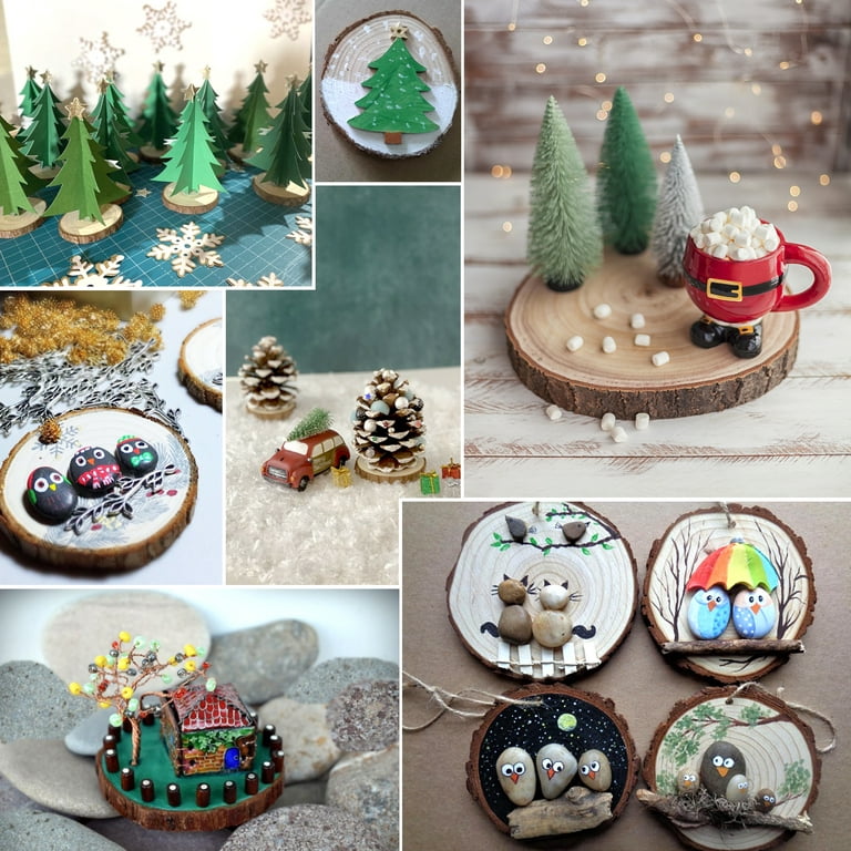 Unfinished Natural Wood Slices 3-20cm Thick Craft Wood kit Circles Crafts  Christmas Ornaments DIY Crafts With Bark For Crafts