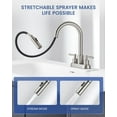 thumbnail image 2 of Bathroom Sink Faucet with Pull Out Sprayer, 2 Handles, Brushed Nickel, 3 Holes, 4 Inch, 360 Degree Swivel Spout, 2 of 8
