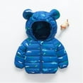 thumbnail image 3 of HAOTAGS Boys Girls Padded Jacket, Long Sleeve Hooded Down Jacket Full Zip Winter Coats Blue 3 Years, 3 of 4