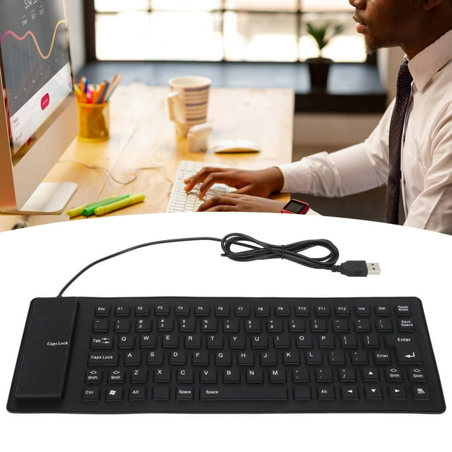 85 Keys Silicone Keyboard, Silicone Keyboard Fully Sealed Design Lightweight Portable Silent Soft Comfortable USB Wired Silicone Keyboard for PC