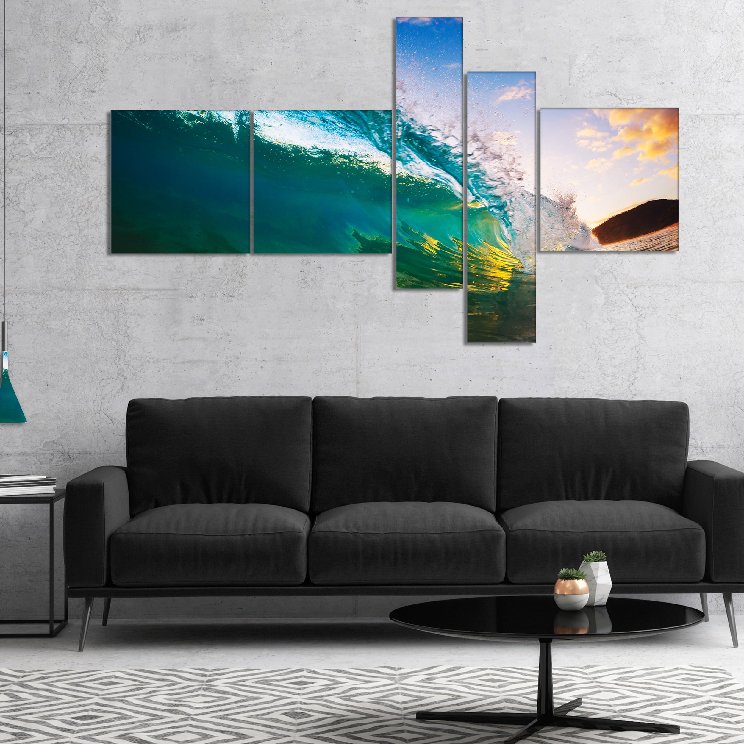 Designart 'Ocean Wave at Sunset ' Photography Canvas Art Print