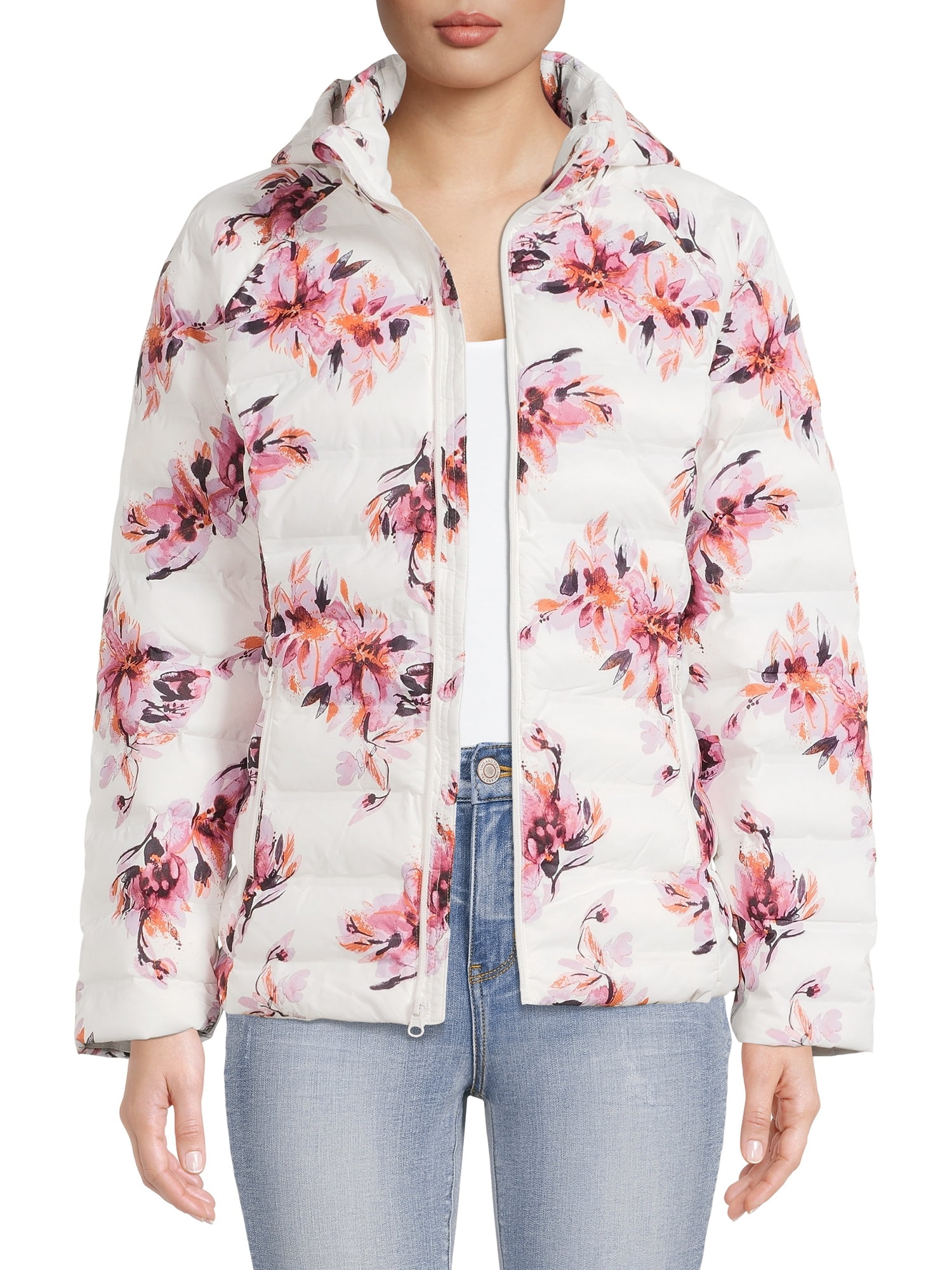 time and tru women's packable puffer jacket with hood