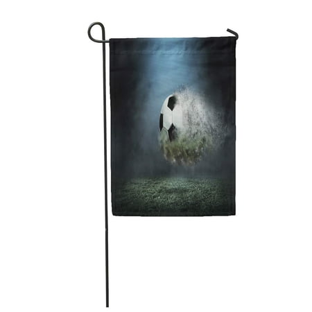 SIDONKU Creative Moving Soccer Ball Around Splash Drops on The Stadium Field Grass Dust Garden Flag Decorative Flag House Banner 28x40 inch
