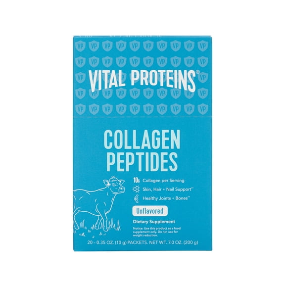 Vital Proteins Collagen Peptides Stick Pack Box, Unflavored, 10g, 20 packets