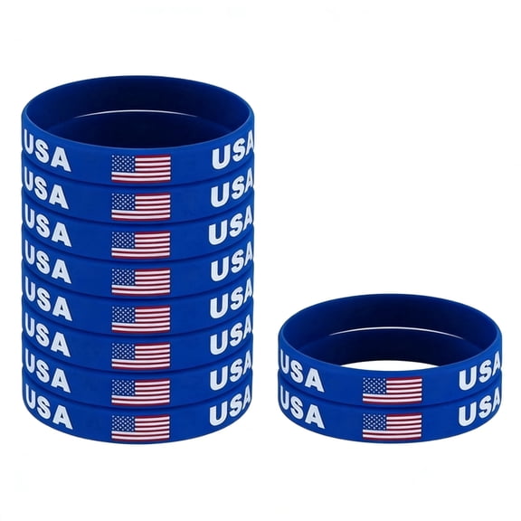 10 PCS International Flag Silicone Wristbands - Soft Stretchy Rubber Hand Bands for Sports Fans - National Spirit Bracelets for Gameday, School Events