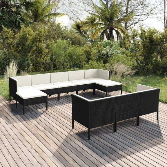 vidaXL Garden Lounge Set Black PE rattan Modular Garden Lounge Set