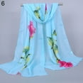 thumbnail image 2 of Yesbay Women Long Soft Wrap Shawl Rose Flower Printed Sheer Chiffon Scarf Blue, 2 of 8