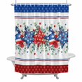 thumbnail image 2 of Independence Day Star Shower Curtain for Bathroom Decor, Farm Red Blue White Star Eucalyptus Leaves Waterproof Fabric Shower Curtain, 66"x72" Set with 12 Hooks, 2 of 9