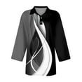 thumbnail image 4 of KDDYLITQ Women'S Polo Shirts 3/4 Sleeve Loose Wicking Summer Shirts Breathable Collared Geometric Striped Print Vintage Tees Black 3XL, 4 of 4