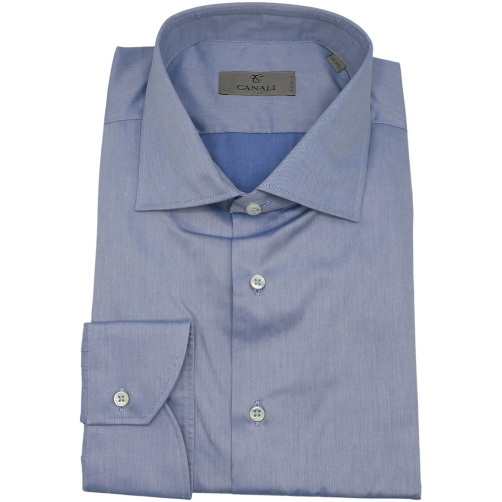Canali Men's Blue Modern Fit Dress Shirt - 44-17.5 (Xl) - Walmart.com ...