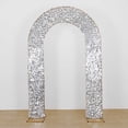 thumbnail image 2 of BalsaCircle 8 feet Silver Big Payette Sequin Double Sided Open Arch Fitted Backdrop Stand Cover Party Events Decorations, 2 of 8