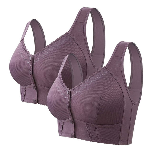 Moona Bra For Senior Front Closure Breathable Wirefree Bra For Older Women 2pc