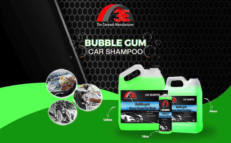 3E Bubble Gum Car Wash Snow Foam Shampoo Pressure Washer Jet Gun Cleanser Cannon, pH Balanced, Easy Rinse, Scratch Free Car Soap Half Gallon (64 fl oz)