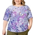 thumbnail image 2 of CLOOCL Women Blouse Beautiful Floral Printed Casual Mid Sleeve Shirts Plus Size, 2 of 6