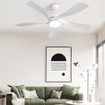 thumbnail image 6 of "Sofucor 52"" White Flush Mount Ceiling Fan with Lights, Quiet Reversible DC Motor, 3-Color LED, 5 Blades", 6 of 10