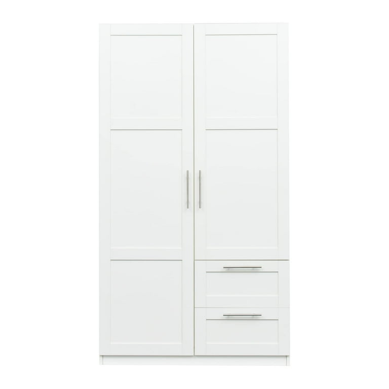 High Wardrobe/Armoires with 2 drawers and 5 storage spaces White