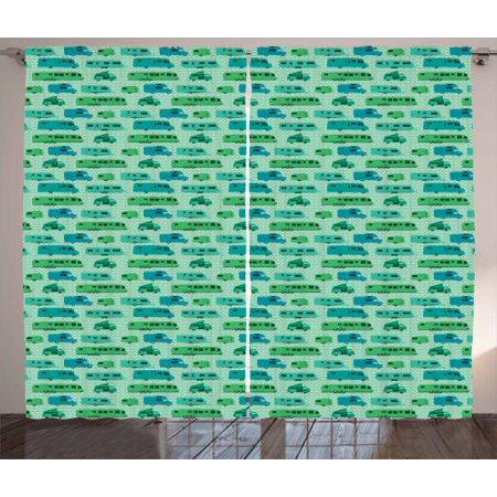 Camper Curtains 2 Panels Set Grid Style Squares Background With