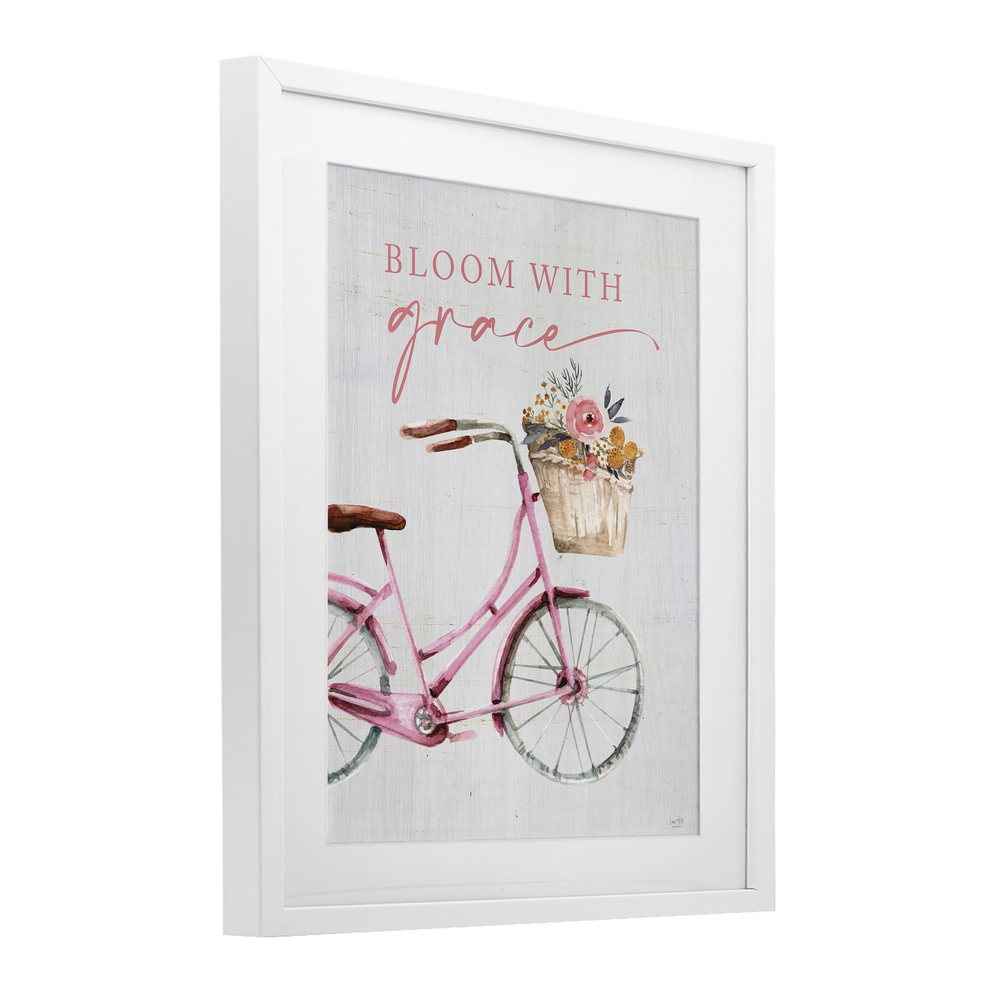 Stupell Industries Bloom With Grace Bicycle White Framed Print Under Glass, design by Lux + Me Designs