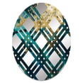 thumbnail image 2 of Designart "Liquid Magic in Teal and Gold I" Abstract Plaid Round Wall Mirror - Abstract Oval Printed Decorative Mirror - Multiple Color Options, 2 of 5
