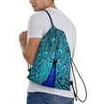 thumbnail image 4 of Yiaed Beautiful Blue Peacock Print Drawstring Bags Drawstring Backpack Bulk String Back Pack Gym Sport Bag-Medium, 4 of 5