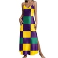 thumbnail image 2 of PNTUTB Carnival Women's Casual Fashion Printed V Neck Sleeveless Strapless Loose Comfort Split Hem Long Dress, 2 of 6