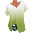 thumbnail image 3 of Itsame Short Shirt Sleeved Tops for Womens T-Shirt Comfortable Printed Relaxed V-neck Blouses Green Size 2XL, 3 of 5