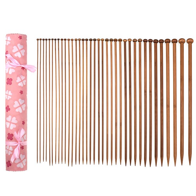 Juego De Agujas De Tejer 18 Pares De Agujas De Tejer Suéter De Una Sola Punta De Madera Juego De Agujas Rectas Con Bolsa De Agujas De Tejer No Tejidas Speravity HA021084-00