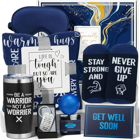 Get Well Soon Gifts for Men, After Surgery Cancer Gifts for Men Chemo Care Package Get Well Gift Basket for Sick Friends, Thinking of You Feel Better Birthday Gifts Box for Men Dad Brother w/Tumbler