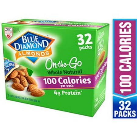 Blue Diamond Almonds, Whole Natural 100 calorie packs (32 (Best Almonds To Eat)