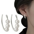 thumbnail image 2 of DQRPSEETB Unique Jewelry 925 Sterling Silver Needle Pearl Earrings Earrings High End Feel Earrings Women's Light, 2 of 6