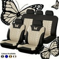 thumbnail image 1 of Universal Car Seat Cover Set - Red Butterfly Embroidery - Protects and Enhances Your Vehicle's Interior, 1 of 5