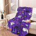 thumbnail image 2 of Halloween Purple Spider Web Pattern Round Blanket,Comfortable Soft Flannel Throw Blanket,All Season,Warm Lightweight Blankets for Sofa Bed Couch Living Room Chair 47"x47", 2 of 5