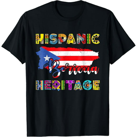 Hispanic Heritage Month Puerto Rico Flag Boricua Kids Rican T-Shirtmen and women can wear, black, white, gifts.S,M,L,XL,2XL,3XL,1051XL