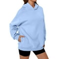 thumbnail image 2 of Sudaderas con Capucha de Gran Tamaño para Mujer, Sudaderas Cómodas, Conjuntos de Moda de Otoño, Blusas Casuales, Ropa de . Azul S, 2 of 8