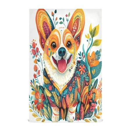 

WOBOGO Smiling Corgi Dog Kitchen Towel 6 Piece Large Cotton Dishcloth Premium Absorbency Set with Hanging Loop