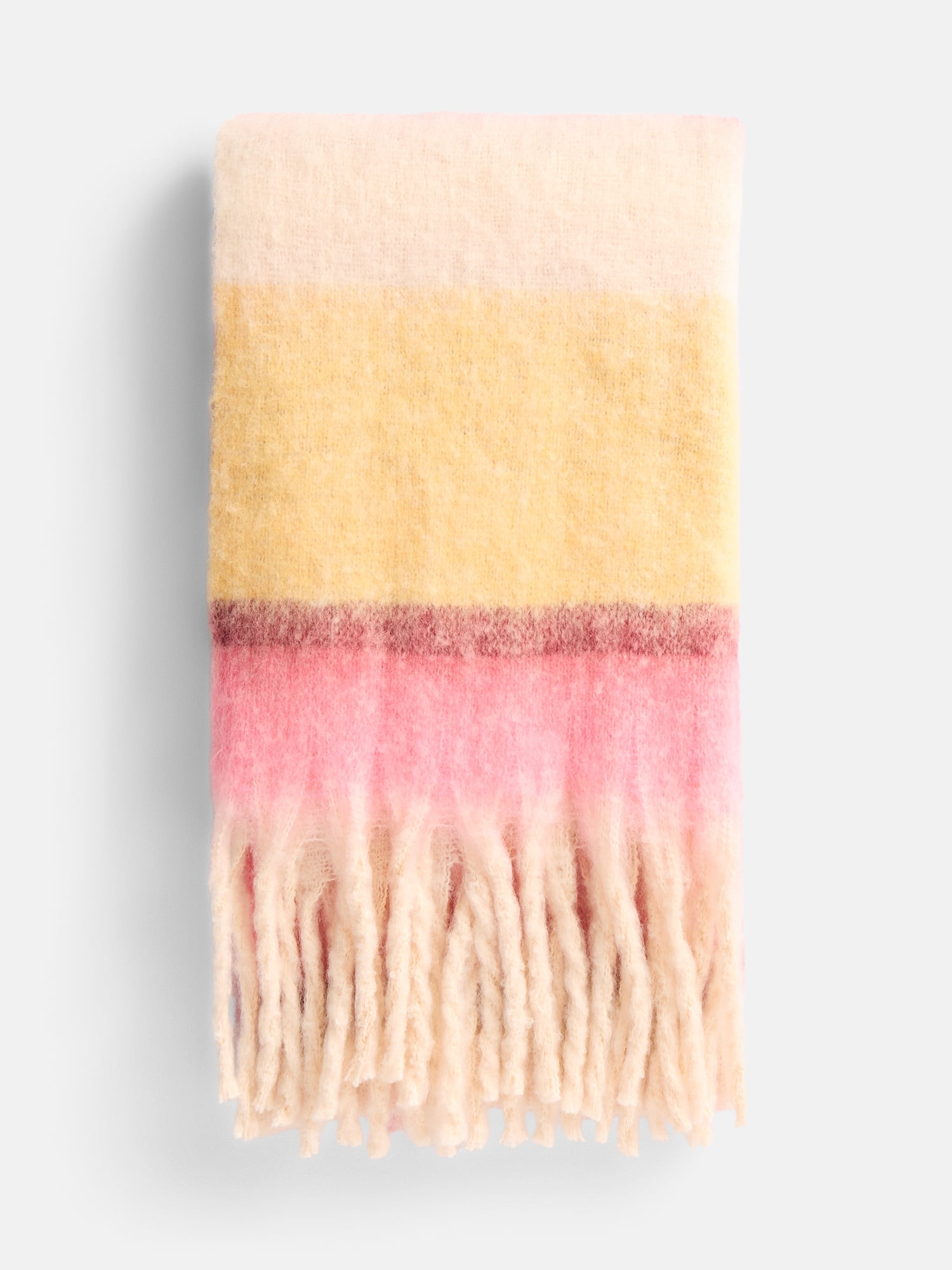 Scenario Women's Variegated Striped Scarf with Fringe Trim