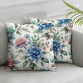 thumbnail image 2 of Wuche  Navy Watercolor Floral Decorative Accent Throw Pillows Set of 2 Shabby Chic Rose Flower, 18 in. x 18 in. Each, Blush Pink, Green, White, and Blue 2 Count, 2 of 6