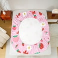 thumbnail image 5 of Manfei Kawaii Strawberry Full Size Sheets, Red Bow Knot Bed Sheets for Girls, Pink Groovy Floral Sheet Sets, Microfiber Bedroom Decor 4 Pieces, 5 of 7