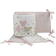 Lambs & Ivy Confetti Pink/White/Gold Hearts 4-Piece Baby Crib Bumper