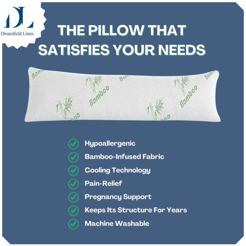 Full Body Pillow for Adults Bamboo - [Adjustable] Shredded Memory Foam Long Cooling Pillows, Removable and Washable Hypoallergenic Cover with Zipper
