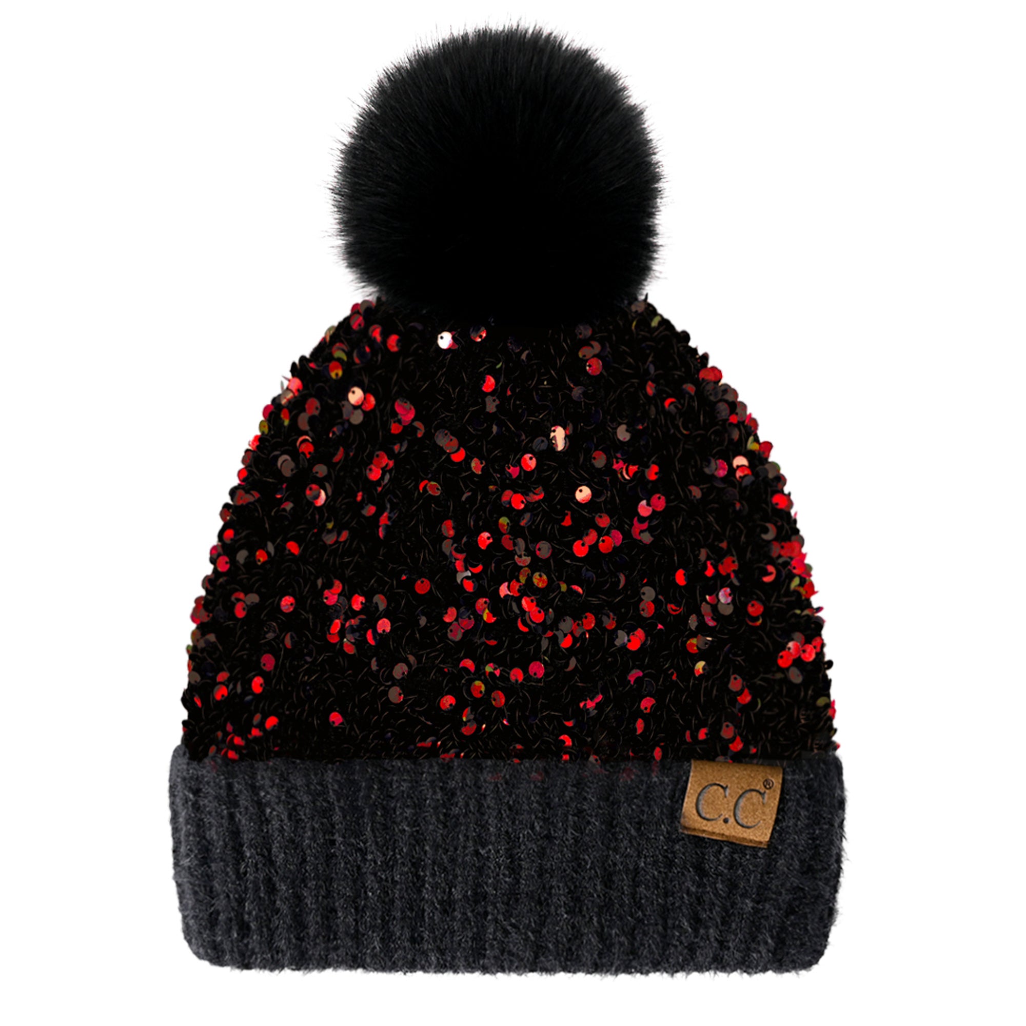 CC Kids Sequin Faux Fur Pom Beanie - Walmart.com