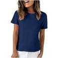 thumbnail image 2 of tarylea Plus Size Tops for Women Short Sleeve Crew Neck Crop Tops Casual Loose Summer Solid Color Dailywear T-Shirt Tops, 2 of 7