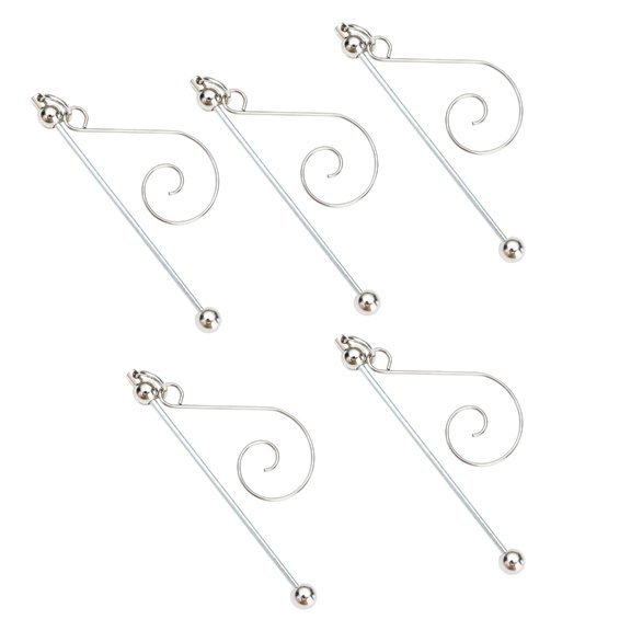ZPAQI 5Pcs Creative DIY Beadable Silver Christmas Tree Hanging Hook for Home Decors