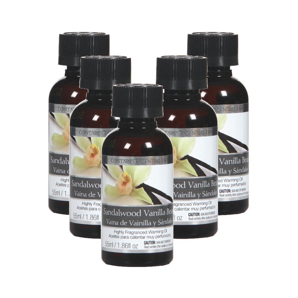 Hosley's Set of 5, 55 ml Sandalwood Vanilla Bean Highly Scented Warming Oils
